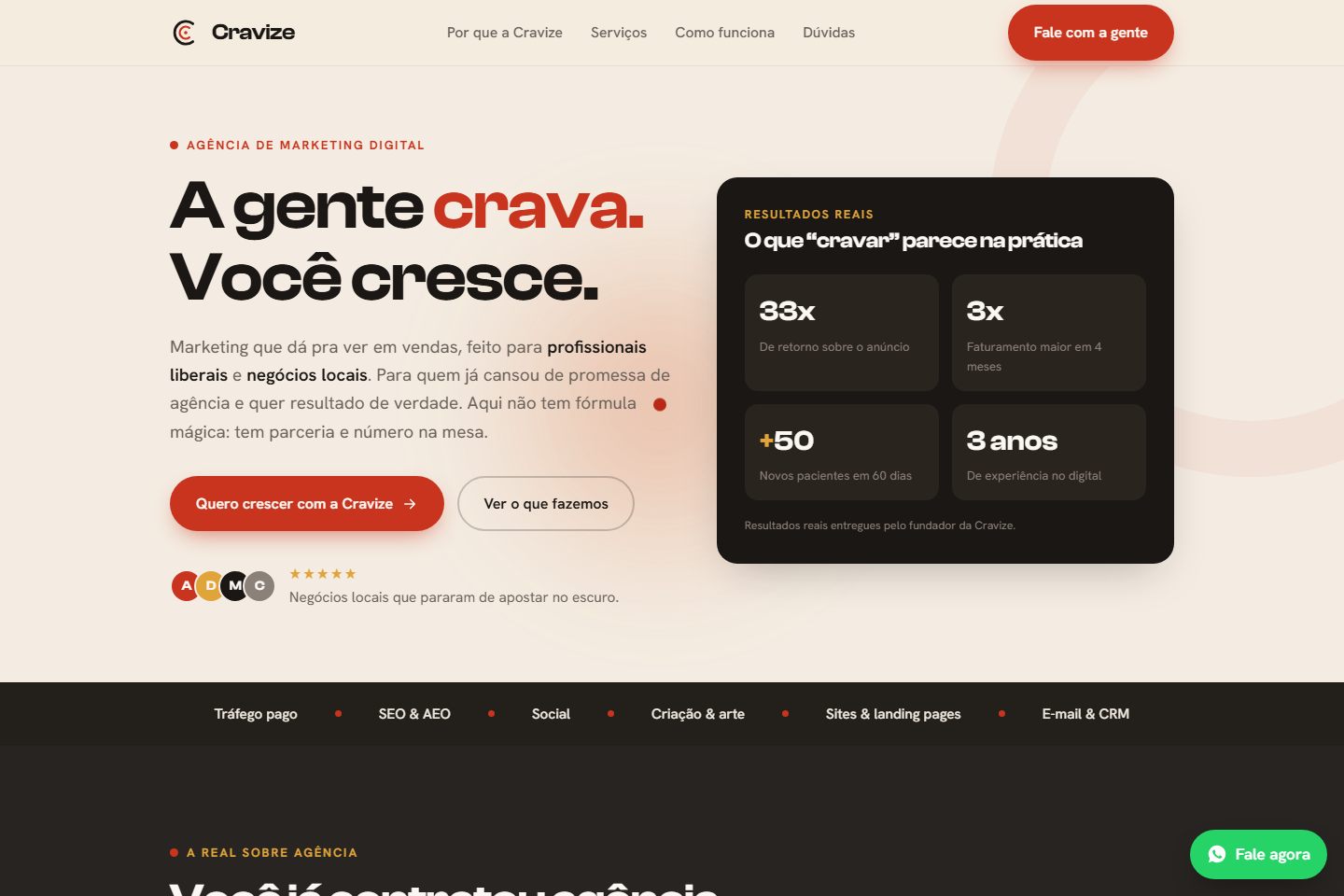 Site institucional da Cravize