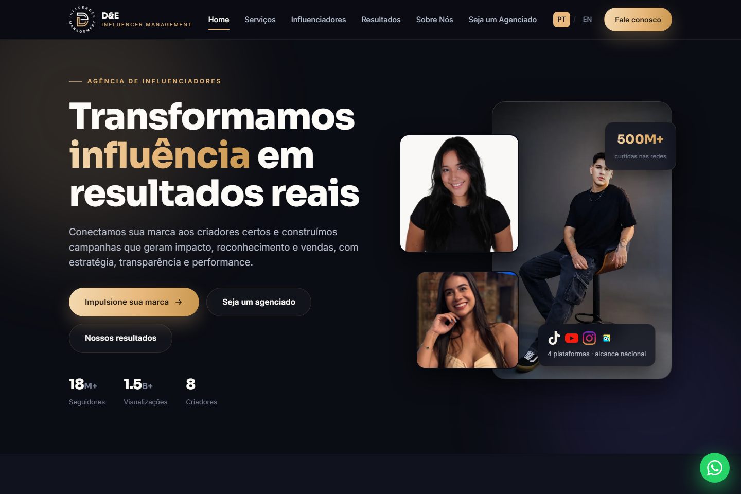 Site da D&E Influencer Management